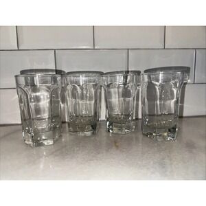 Vintage Set Of 4 Anchor Hocking Courtney Clear Juice Glasses 4oz GW993